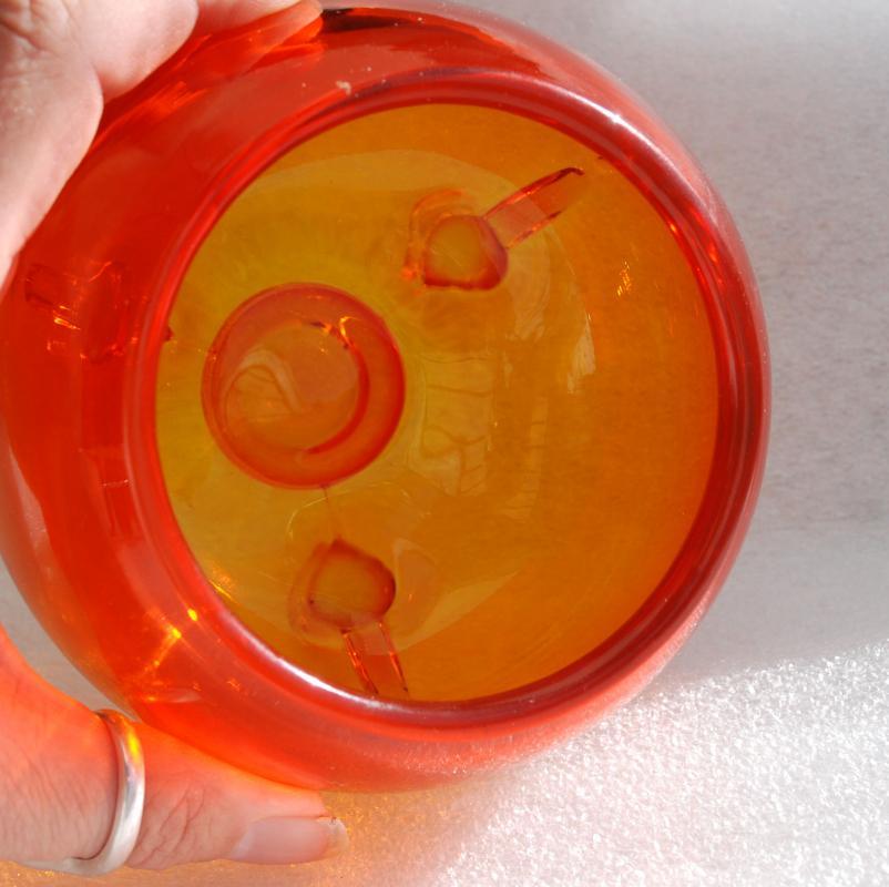 Orange to Yellow Glass Footed Bowl Amberina Italian Glass