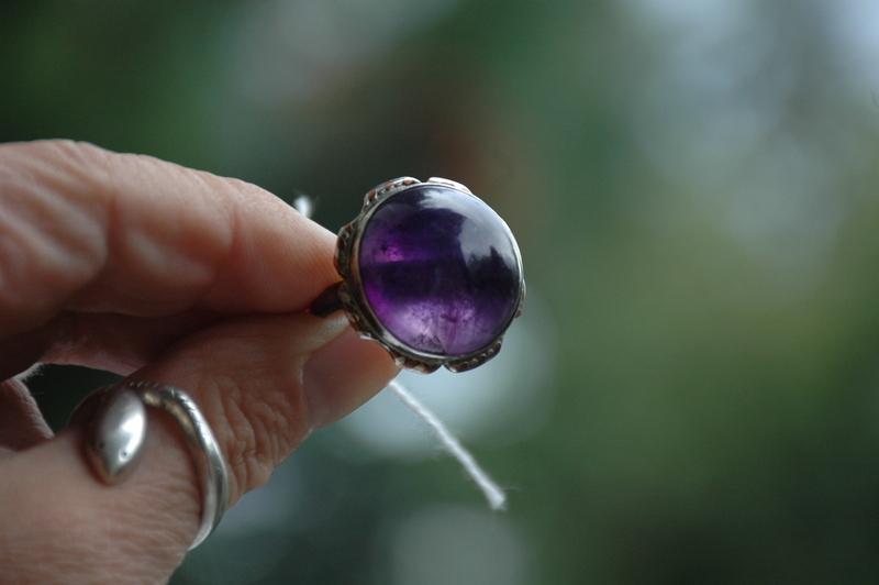 Large Amethyst and Sterling Silver Vintage Ring
