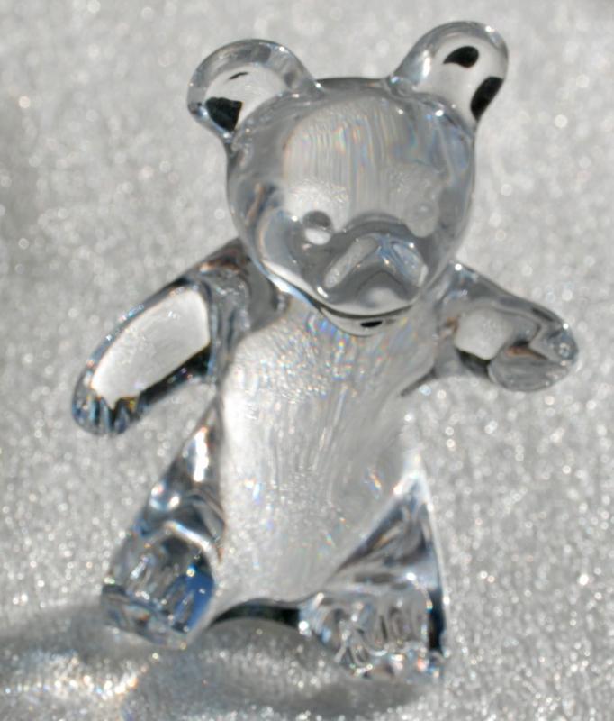 Daum French Crystal Art Glass Teddy Bear Signed Figurine paperweight