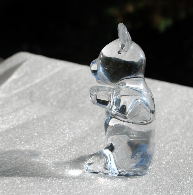 Daum French Crystal Art Glass Teddy Bear Signed Figurine paperweight