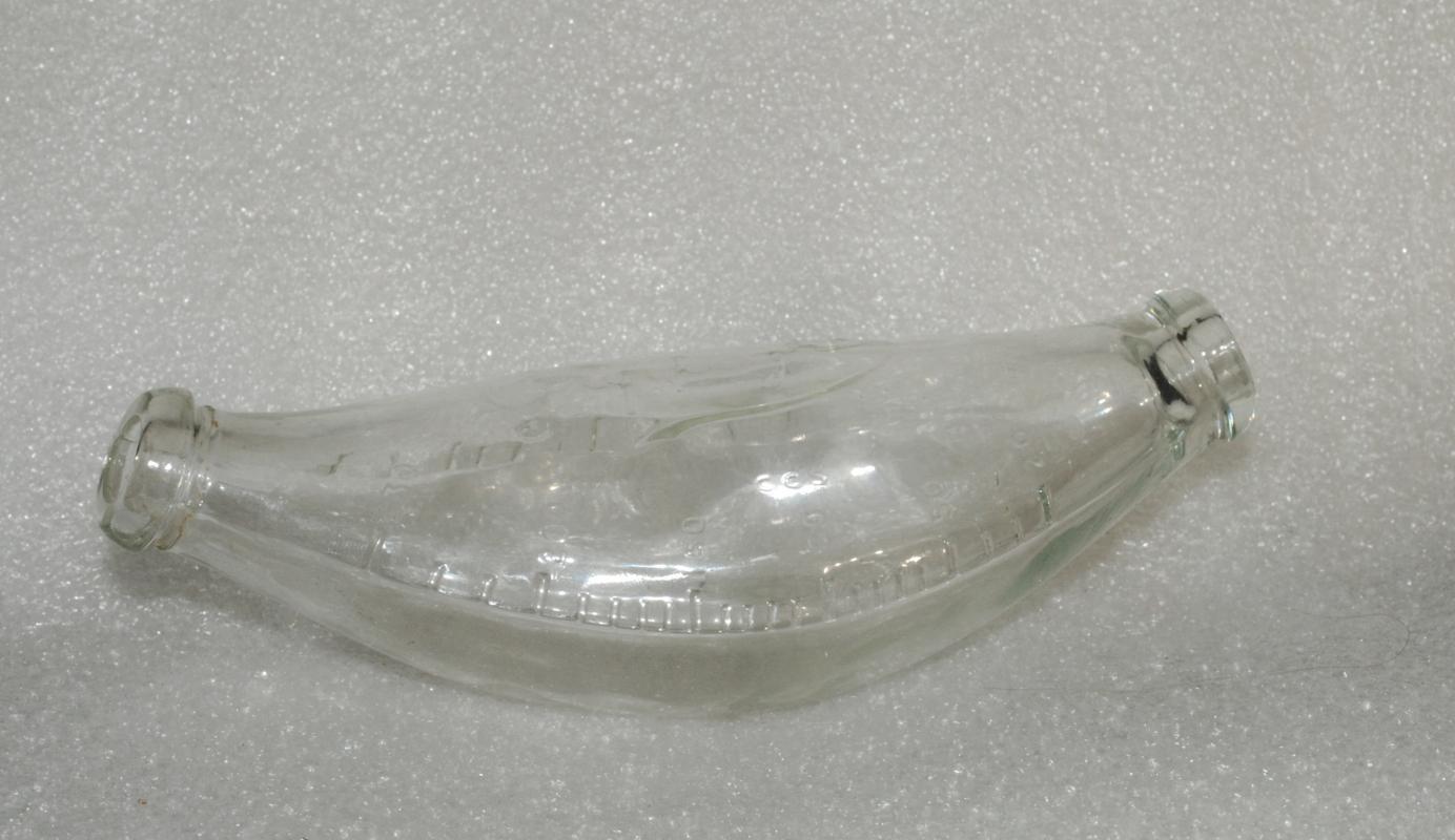 Antique Glass Baby Feeding Bottle Griptight Banana / Boat Shape