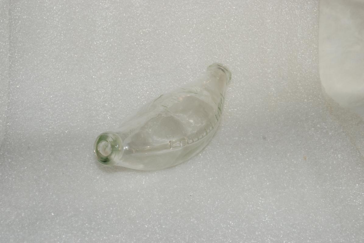 Antique Glass Baby Feeding Bottle Griptight Banana / Boat Shape