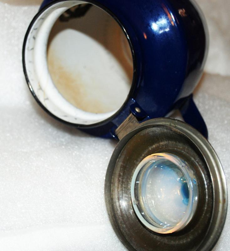 Cobalt Blue Enamel Coffee Pot Percolator with Glass