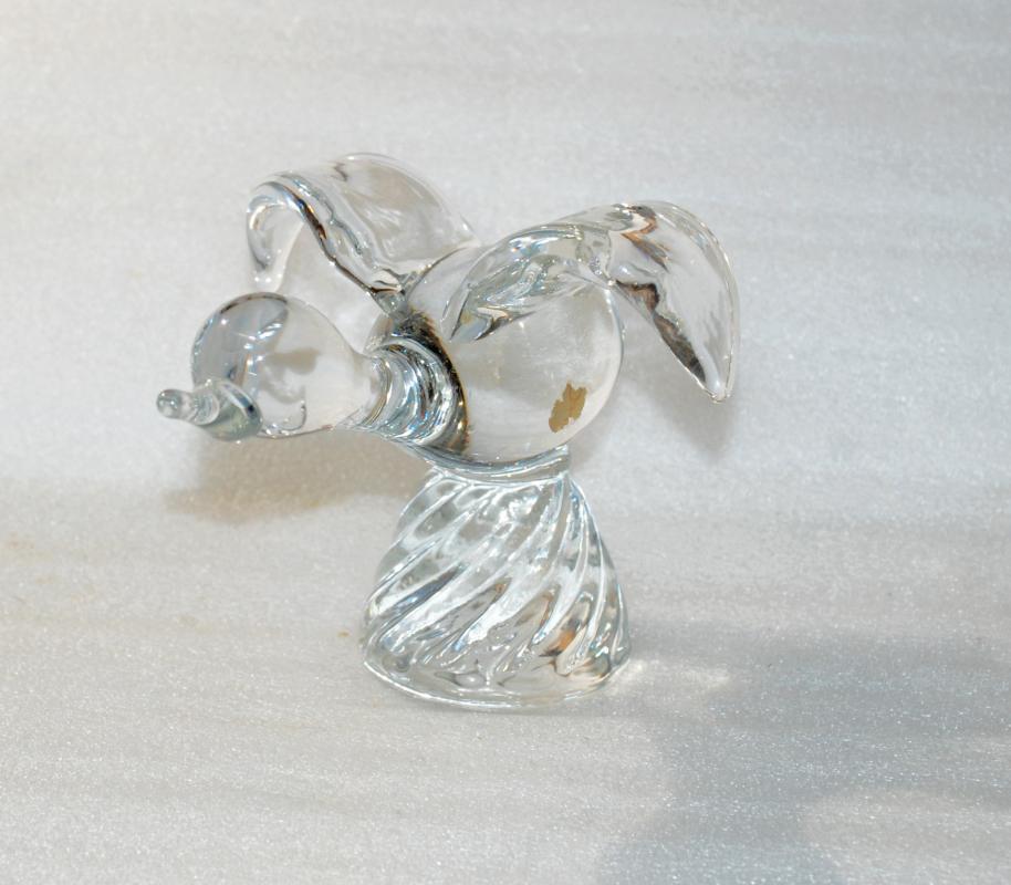 Flying Bird or Duck on Pedestal Crystal Glass Art Figure Sculpture Paperweight