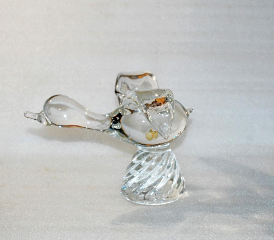 Flying Bird or Duck on Pedestal Crystal Glass Art Figure Sculpture Paperweight