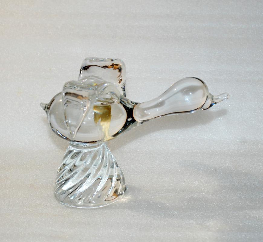 Flying Bird or Duck on Pedestal Crystal Glass Art Figure Sculpture Paperweight