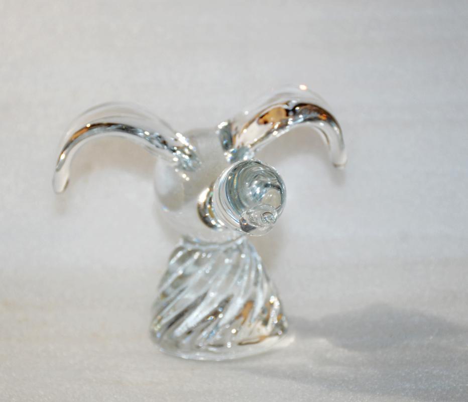 Flying Bird or Duck on Pedestal Crystal Glass Art Figure Sculpture Paperweight