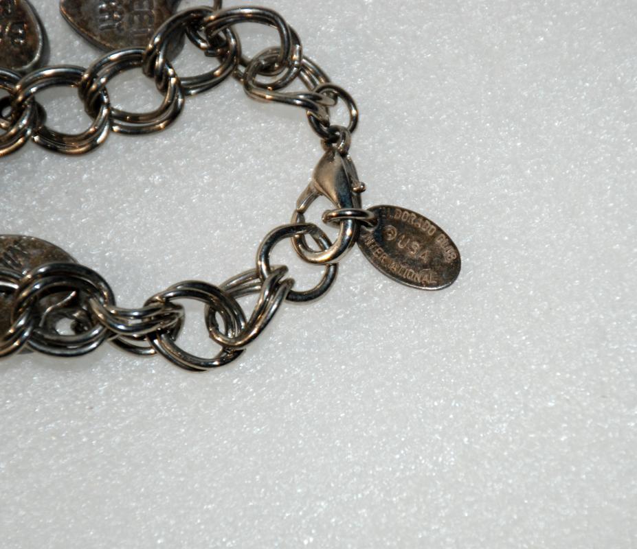 Valentine's Silver Candy Hearts Charm Bracelet Eldorado Club USA International.