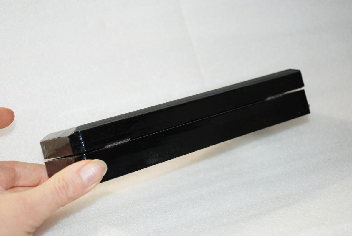 Black Lacquer Wood Pencil Box with Hippo & Fez Wearing Person Design