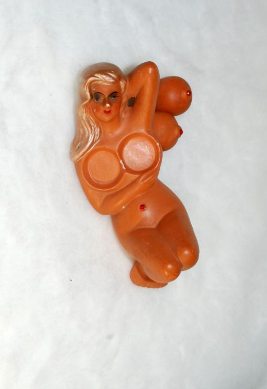 Naughty Nude Woman Salt Pepper Shaker with Rhinestone on Breast and Belly