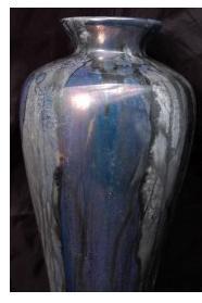 Iridescent Luster Drip Glaze Vase, Earthenware Clay with gold and palladium lusters Shannah Fain