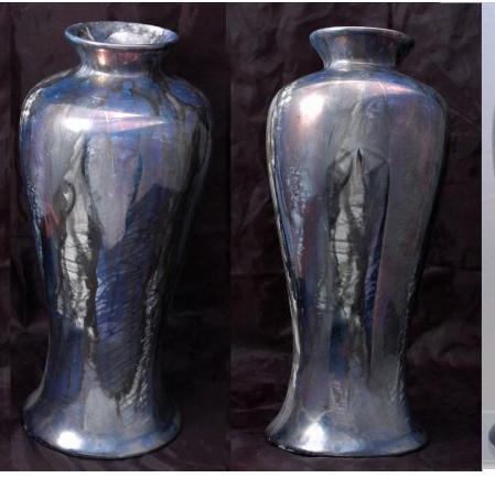 Iridescent Luster Drip Glaze Vase, Earthenware Clay with gold and palladium lusters Shannah Fain