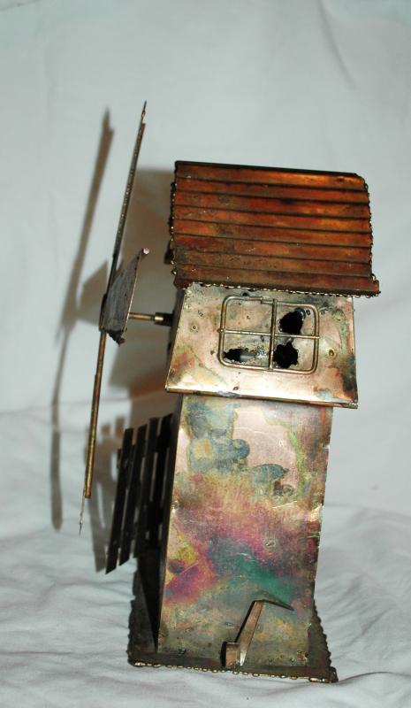 Copper Windmill Music Box , Hand Crafted Folk Art , Colorful heat treated copper
