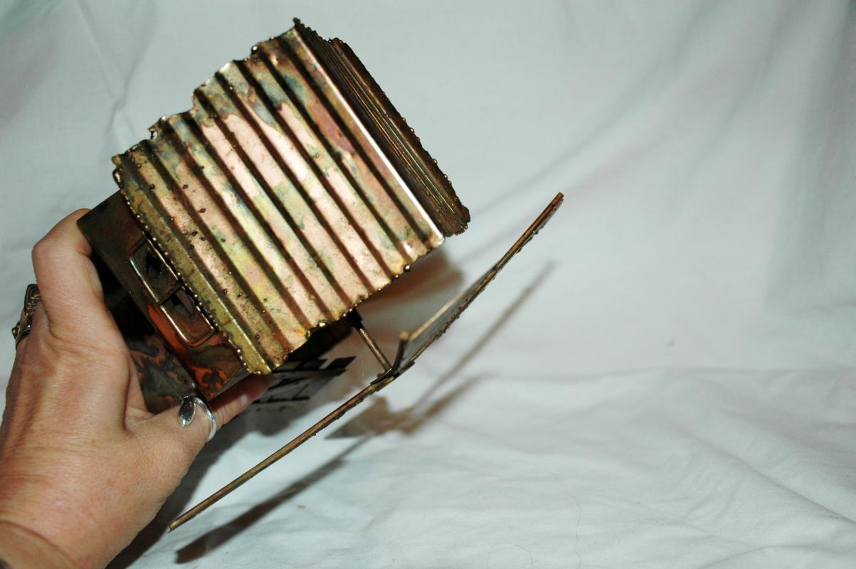Copper Windmill Music Box , Hand Crafted Folk Art , Colorful heat treated copper