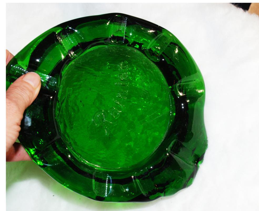 Rare Rainier Beer Brewery Hand Blown Green Glass Amorphic Ashtray ( possibly one of a kind!)