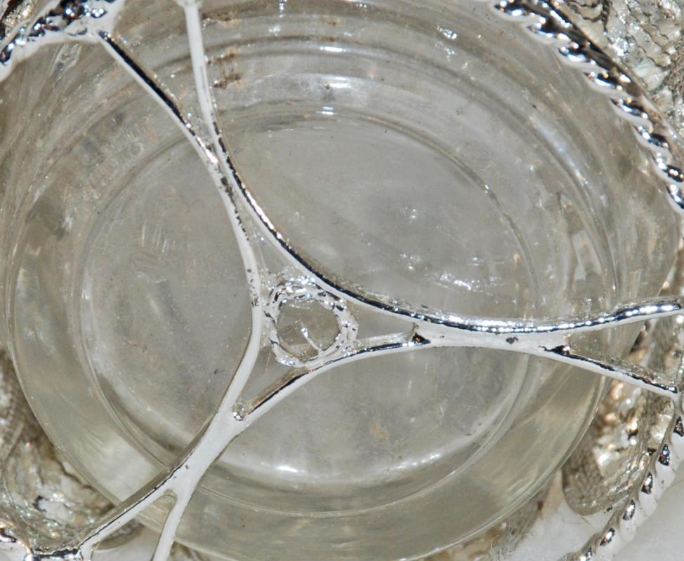 RUSSIAN SILVER FILIGREE & CRYSTAL GLASS TEA CUPS x 5