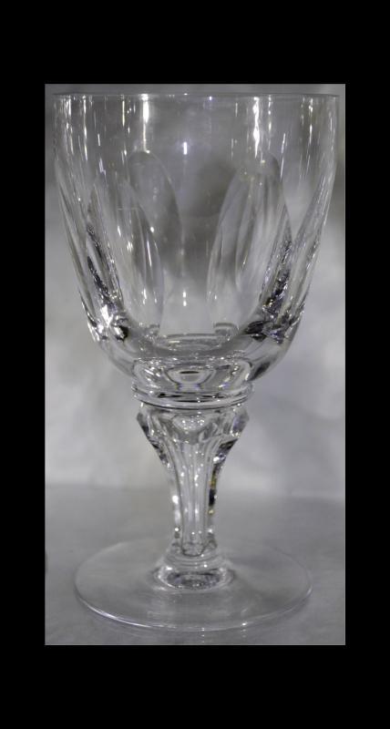 Crystal Stemware Goblets Short Faceted Stem & Cut Oval Panels x 4