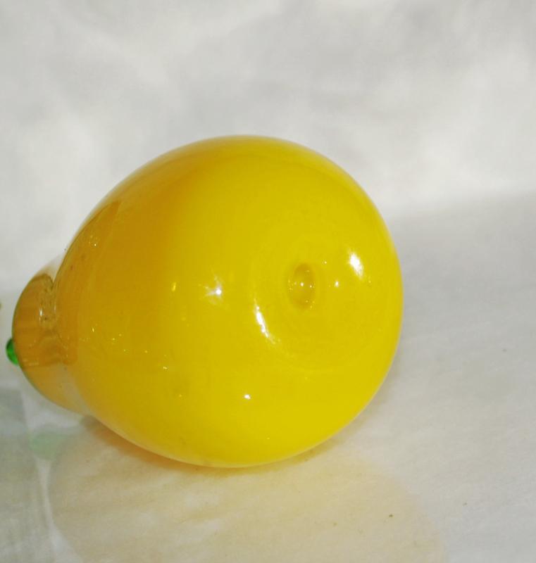 Blown Glass Bright Yellow Pear , Art Glass Fruit for Fruit Bowl or Paperweight