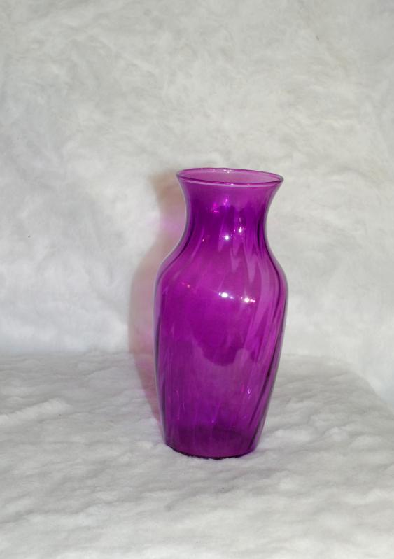 Purple Magenta Swirl Optic Glass Vase , studio blown art glass