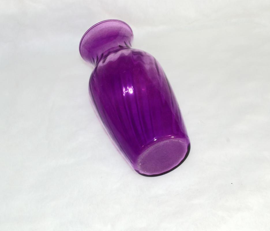 Purple Magenta Swirl Optic Glass Vase , studio blown art glass
