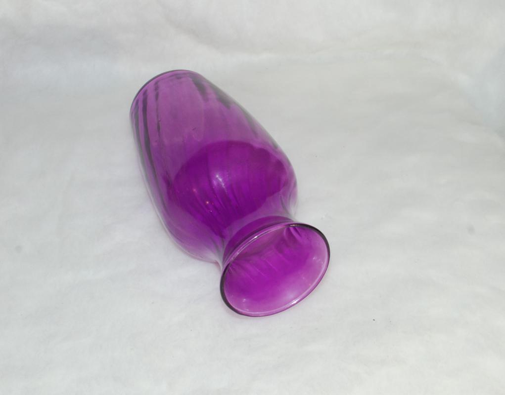 Purple Magenta Swirl Optic Glass Vase , studio blown art glass