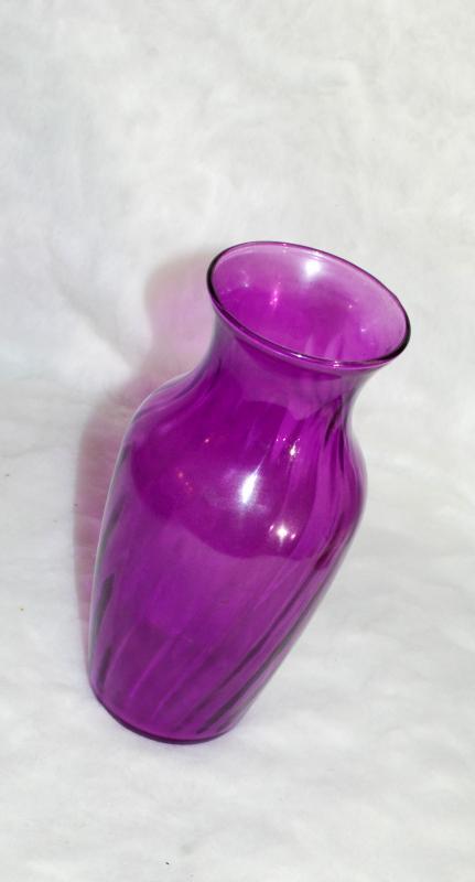 Purple Magenta Swirl Optic Glass Vase , studio blown art glass