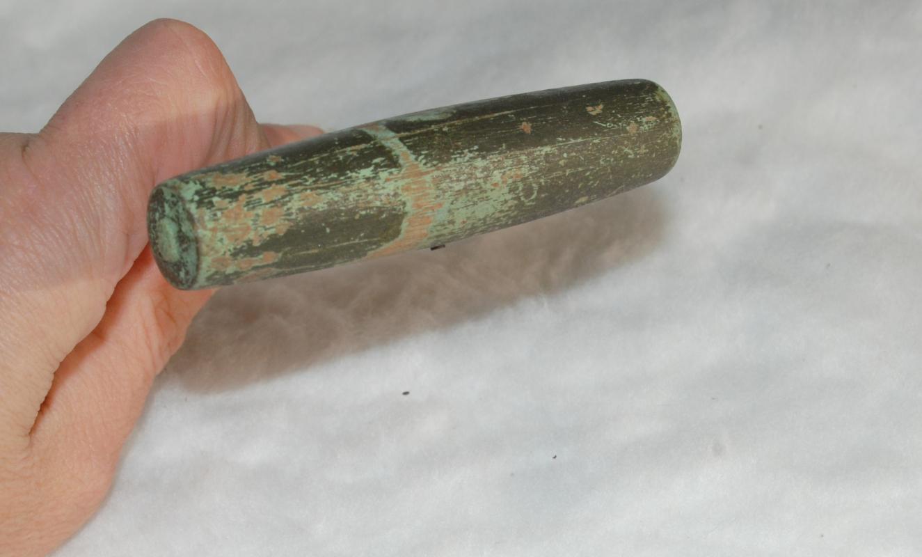 Antique Iron Cork Screw with Wood Handle, Great Patina , worn paint Hand Made