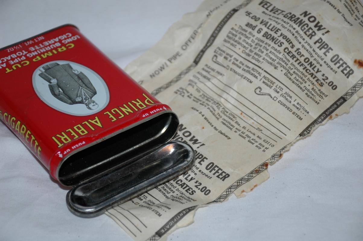 Prince Albert Crimp Cut Long Burning Pipe Cigarette Tobacco Tin with original paper insert