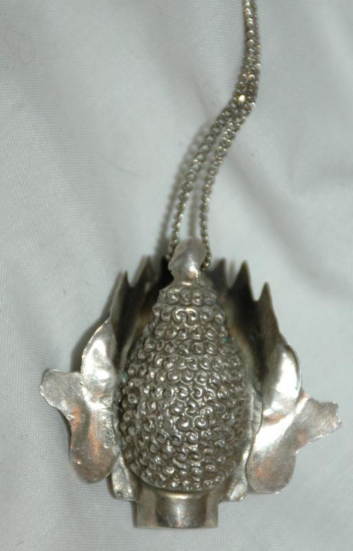 PENDANT CHENREZIG BUDDHA STERLING SILVER with LAPIS AND CORAL NEPAL Large 3D
