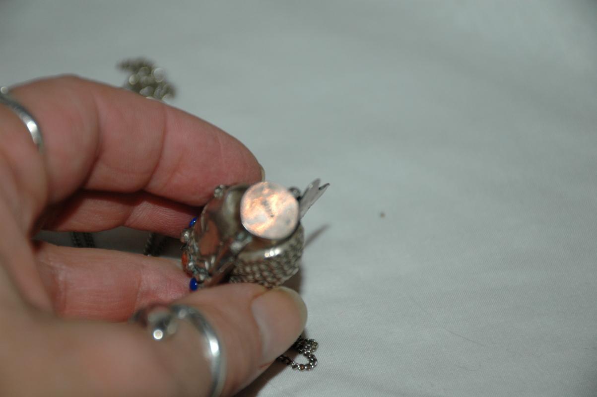 PENDANT CHENREZIG BUDDHA STERLING SILVER with LAPIS AND CORAL NEPAL Large 3D