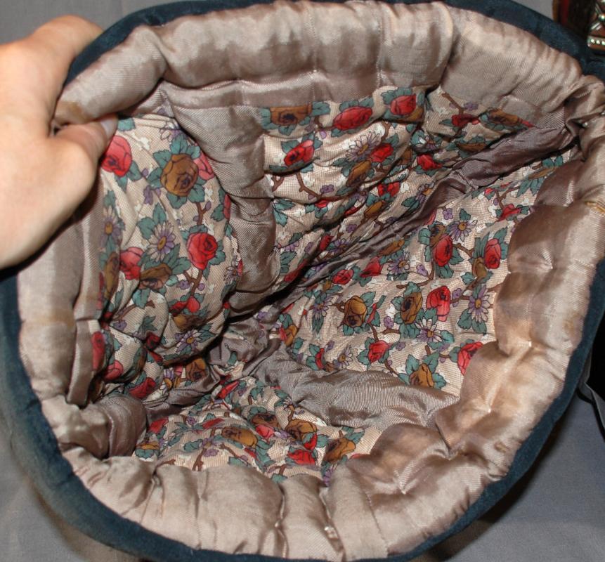 Antique Cloth Doll Tea Cozy with Black Dress, Lace and Glass Beads Russian