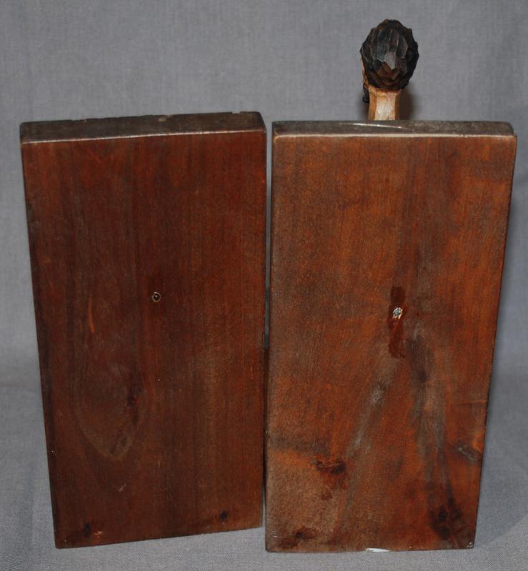 Pair of Carved Bookends Don Quixote, the nobleman from La Mancha with his servant Sancho Panza in a beautiful wood carving, made in Spain.