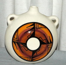 Native American Navajo Pottery Water Flask - signed