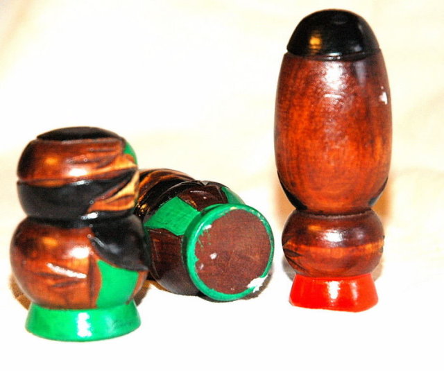 Collection of 3 wood caved & painted Tiki Idols