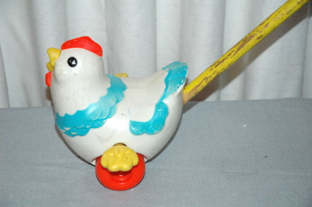 Fisher Price Push Toy Chicken RARE VINTAGE TOY