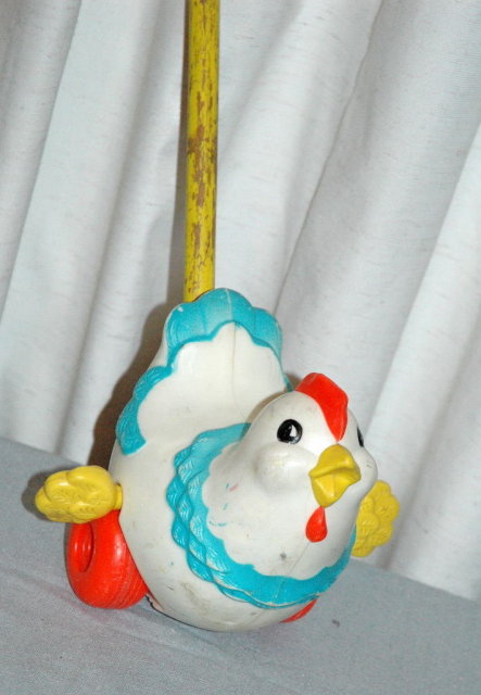 Fisher Price Push Toy Chicken RARE VINTAGE TOY