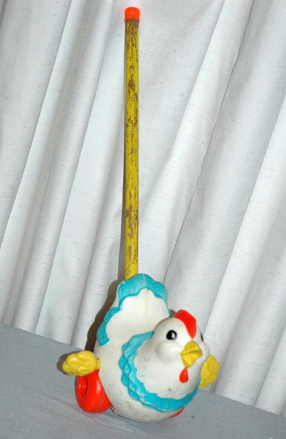 Fisher Price Push Toy Chicken RARE VINTAGE TOY