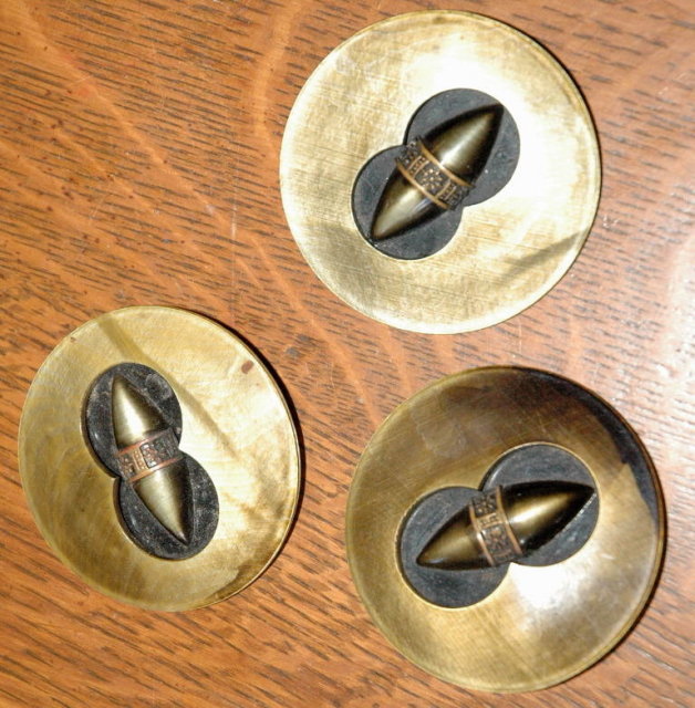 3 Large Coat Buttons of Celluloid or ?