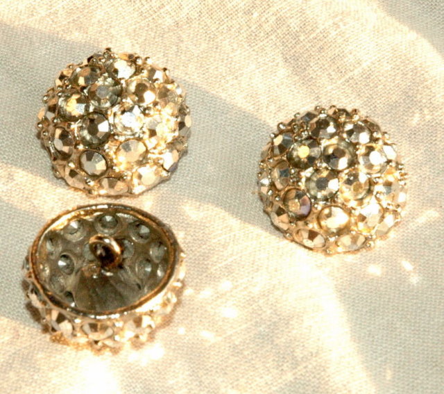 3 Metal Glass Rhinestone Dome Buttons ~make