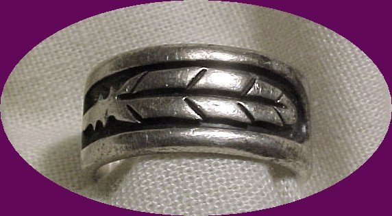 Sterling Hopi Indian Handcrafted Feather Ring -marked