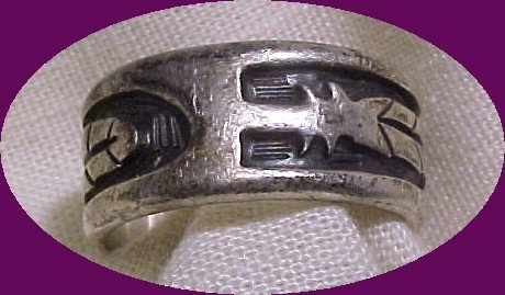 Sterling Hopi Indian Handcrafted Feather Ring -marked