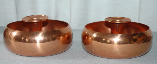 Pair of Solid Copper Candle Stick Holders