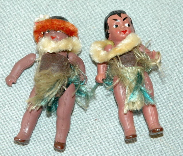Celluloid Hawaiian Jointed Souvenir Dolls