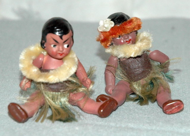 Celluloid Hawaiian Jointed Souvenir Dolls