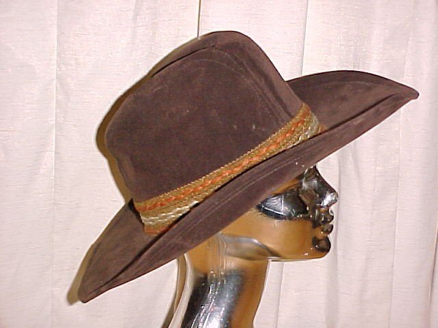 Brown Velvet Cowboy or Cowgirl Fedora Hat