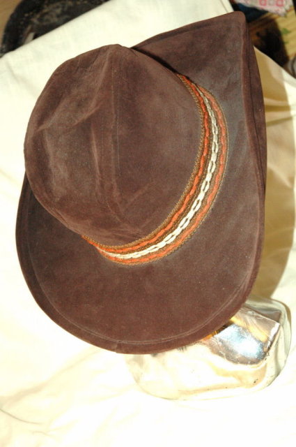 Brown Velvet Cowboy or Cowgirl Fedora Hat