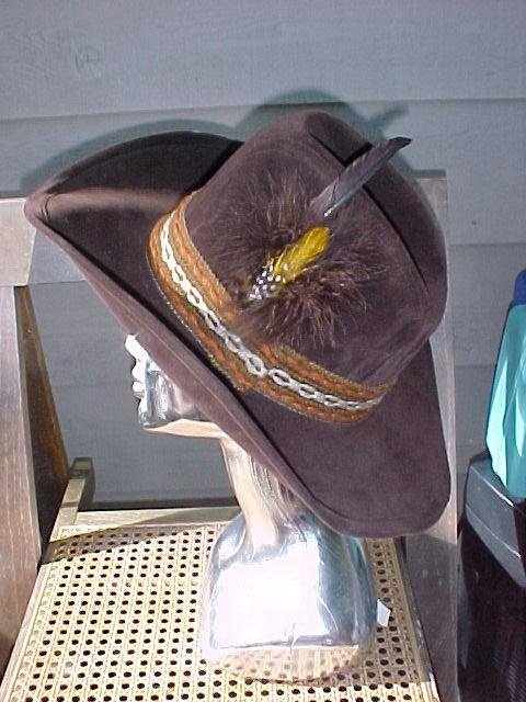 Brown Velvet Cowboy or Cowgirl Fedora Hat
