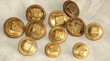13 Brass Uniform Buttons symbol on flag