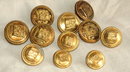 13 Brass Uniform Buttons symbol on flag