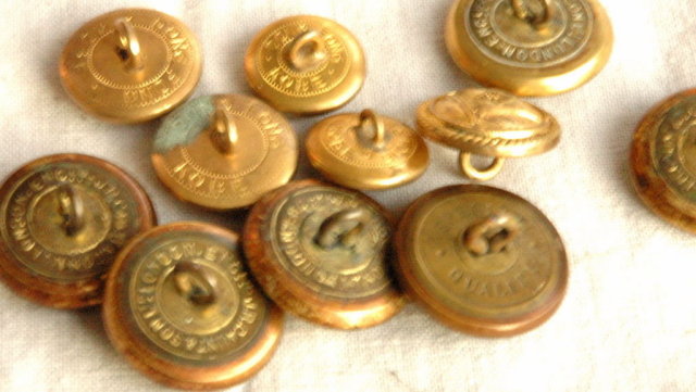 13 Brass Uniform Buttons symbol on flag